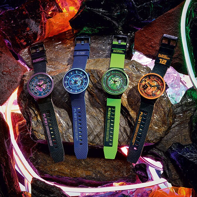 swatch takes big bold planets into orbit time to think color